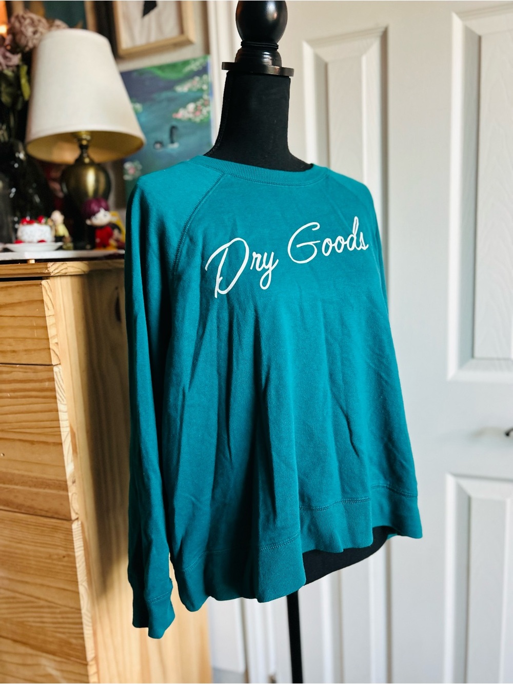 Originality Dry Goods teal long sleeve crewneck pullover sweatshirt - Picture 2 of 5